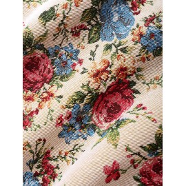 Men's Fashion Flower Jacquard Zip Up Pocket Turn Down Collar Long Sleeve Jacket